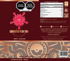 Chocolate Amargo Mente Cacao - 100% Cacao Puro 85g