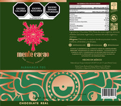 Chocolate Semiamargo Mente Cacao - 70% Cacao con Albahaca 85g